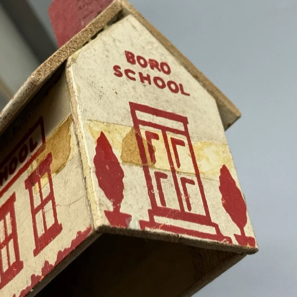 Vintage Hobbytown Wooden Model Railroad Buildings House Boro School Train Layout